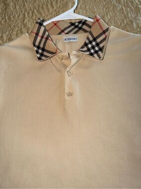 Burberry Beige Polo with iconic Check Collar